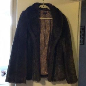 Tall faux fur coat